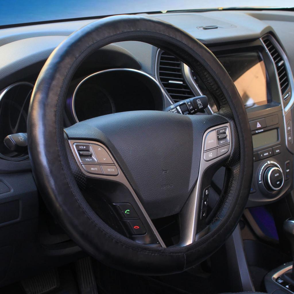 Car Steering Wheel Cover with Lamb Grain Leather Steering Wheel Cover without Inner Ring Elastic Band Handle Cover