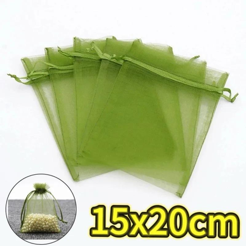 100pcs Green Reusable Fruit Insect Proof Drawstring Bags Plants Protection Mesh Bags for Fruit Trees Home Garden Supplies 100pcs