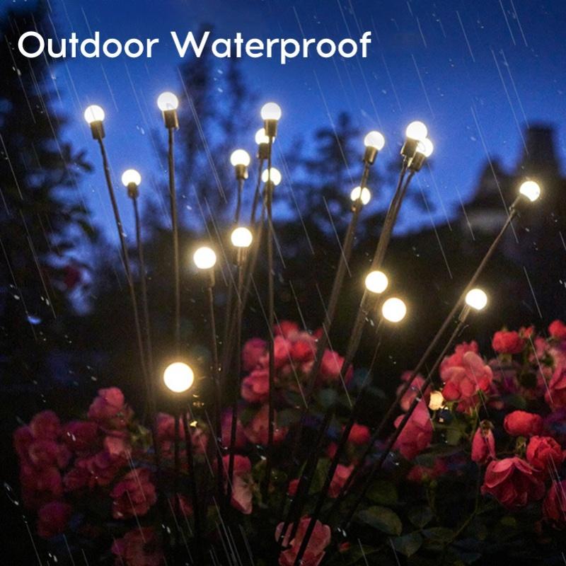 2 Packs 6-Head Solar Swaying Firefly Lamps Intelligent Light Control Outdoor Waterproof Ground Plug Garden Atmosphere Decoration