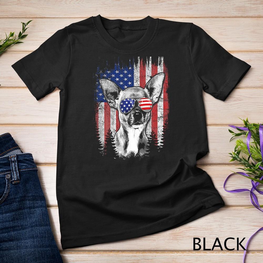 4th Of July Chihuahua Dog American USA Flag Patriotic T-Shirt Unisex T-shirt M