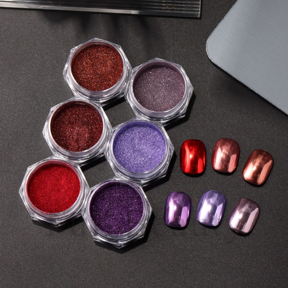 Hexagonal Bottled Magic Mirror Powder Set Mirror Effect Nail Glitter Decorative Fine Powder