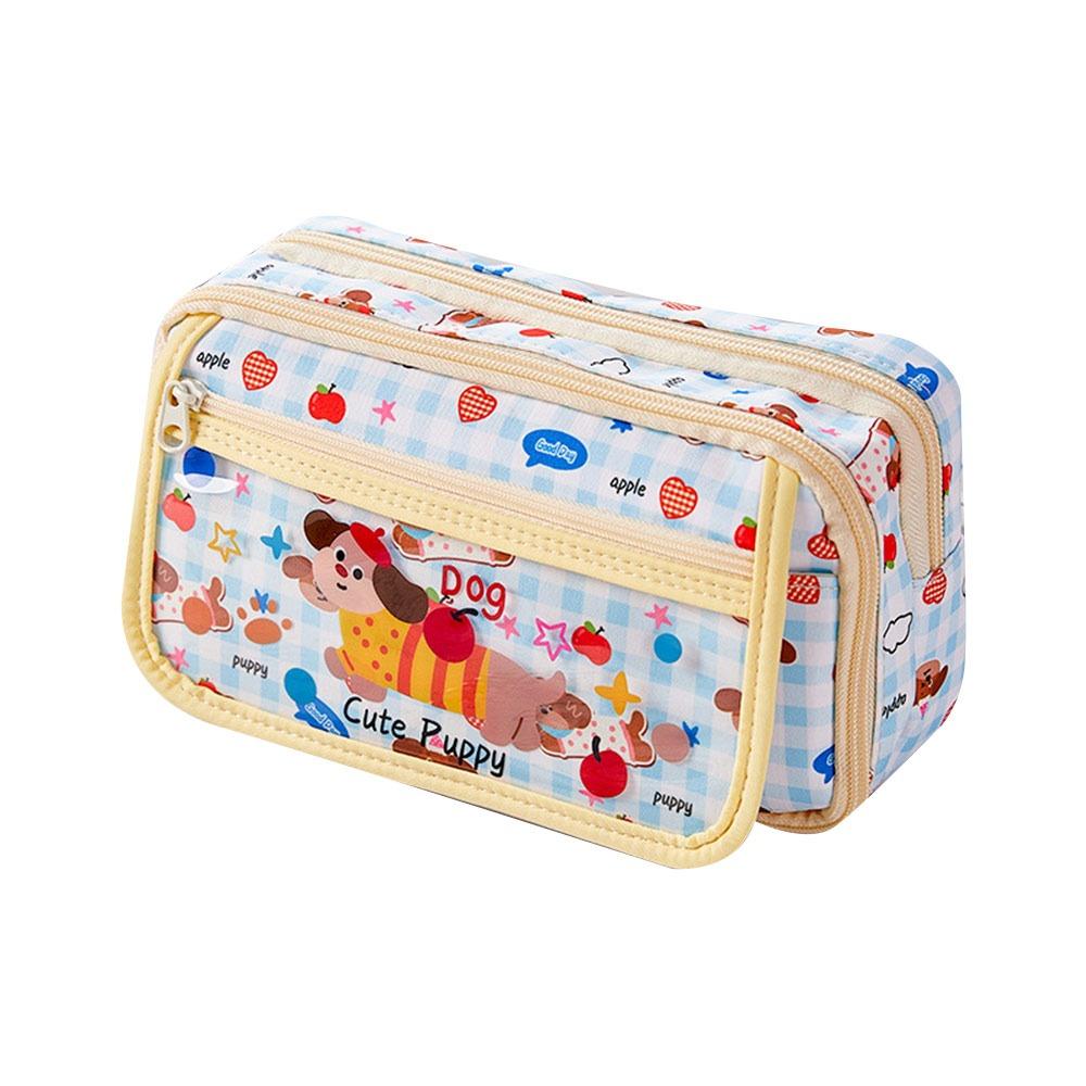 

High Value Cute Puppy Pencil Case Large Capacity Multi-layer Stationery Storage Bag Pen Box School Supplies жёлтый