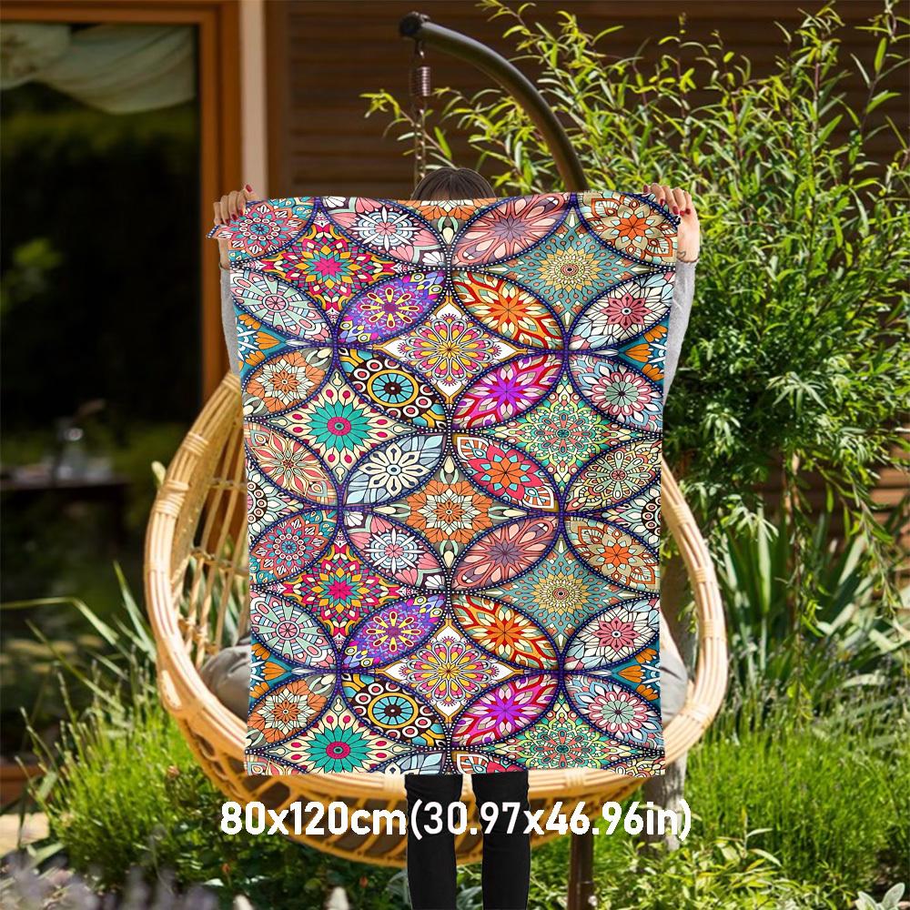 

1PC Mandala PatternsOutdoor Flannel Blanket - Soft Plush Decor for Picnics, camping, Bedroom, Playroom, Office, or Lunch Break 1344A 80x120cm(31x47inch)