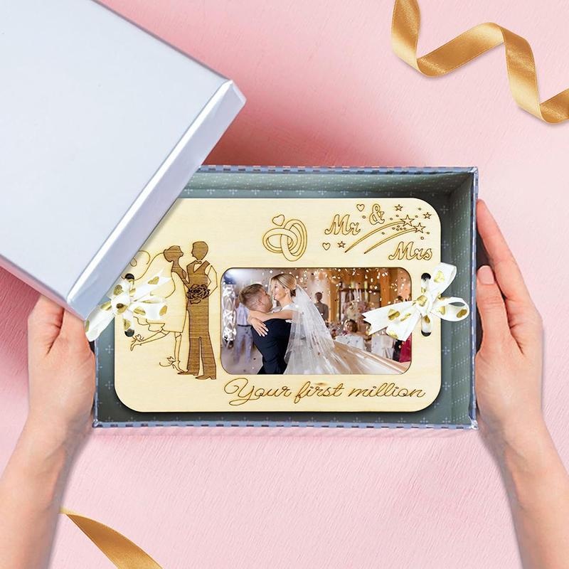 "Your First Million" Wooden Wallet Desk Money Holder Cash Organizer Wooden Craft Valentine'S Day Gift Birthday Gift Wedding Gift