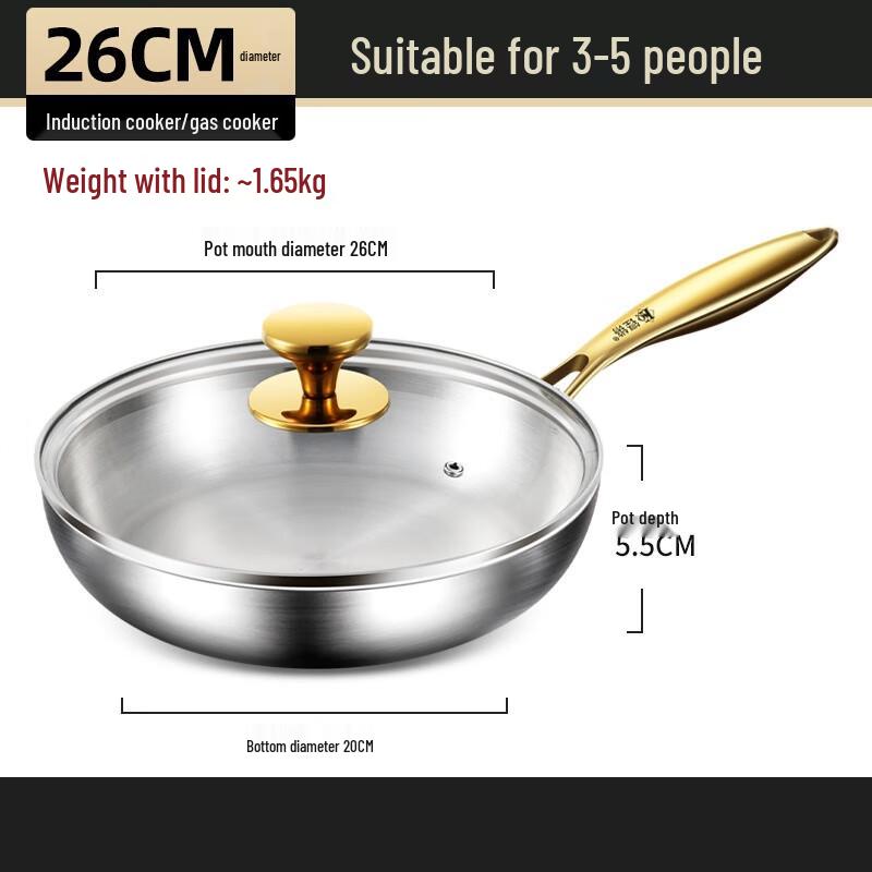 Wutuo 26cm Titanium Alloy Frying Pan with Lid