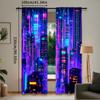 2Pcs Retro 80S Modern Punk Night City Curtain Futuristic Aesthetic Apply To Bedroom Living Room Office Dormitory A