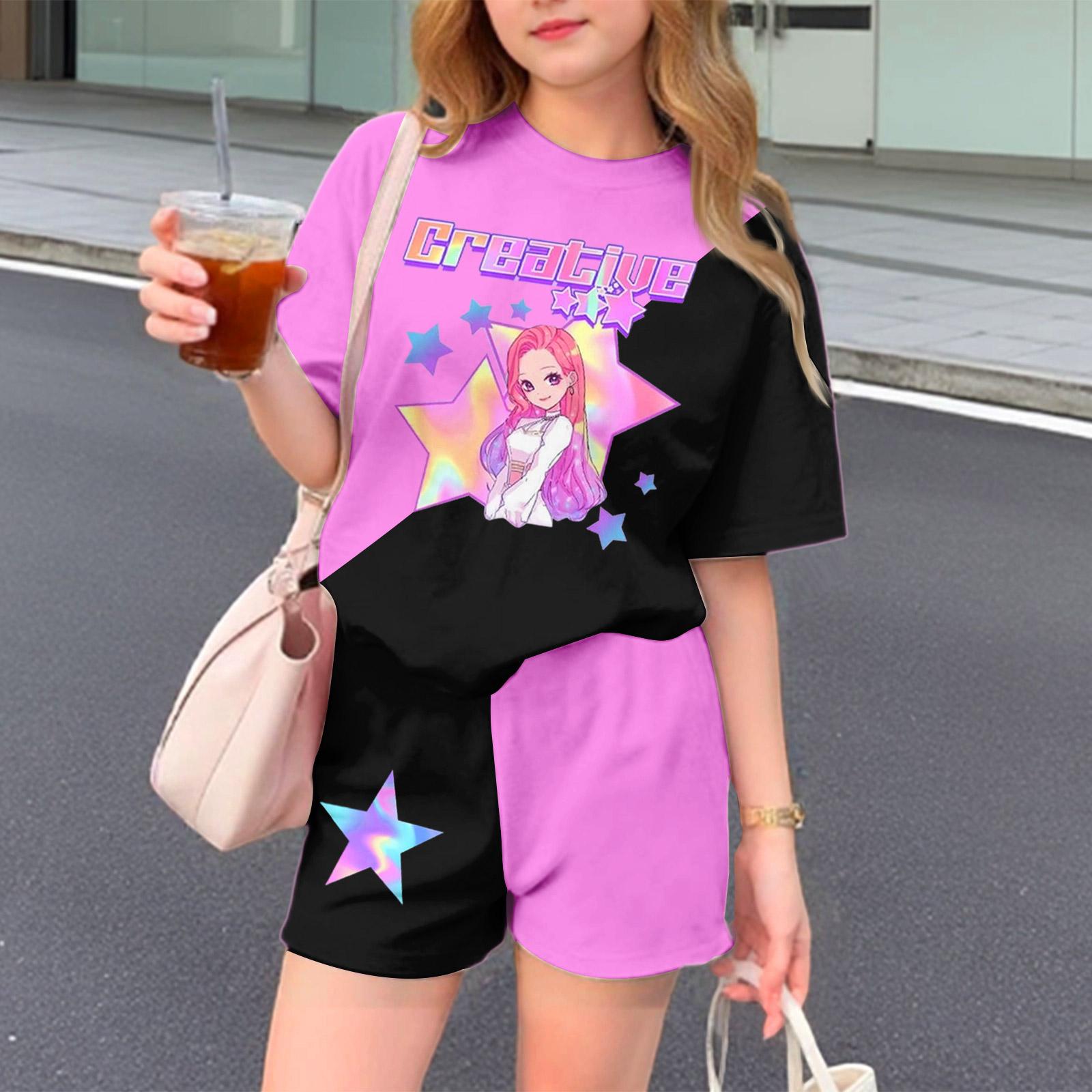 

Детский патриотический наряд - комплект из 2 предметов: короткий рукав и шорты для девочки 100 горячий розовый