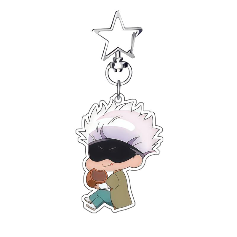 Anime Acrylic Keychain for Jjk Gojo Satoru Inumaki Toge Panda Itadori Yuji Self-Made Acrylic Key Buckle Q Version Bag Pendant