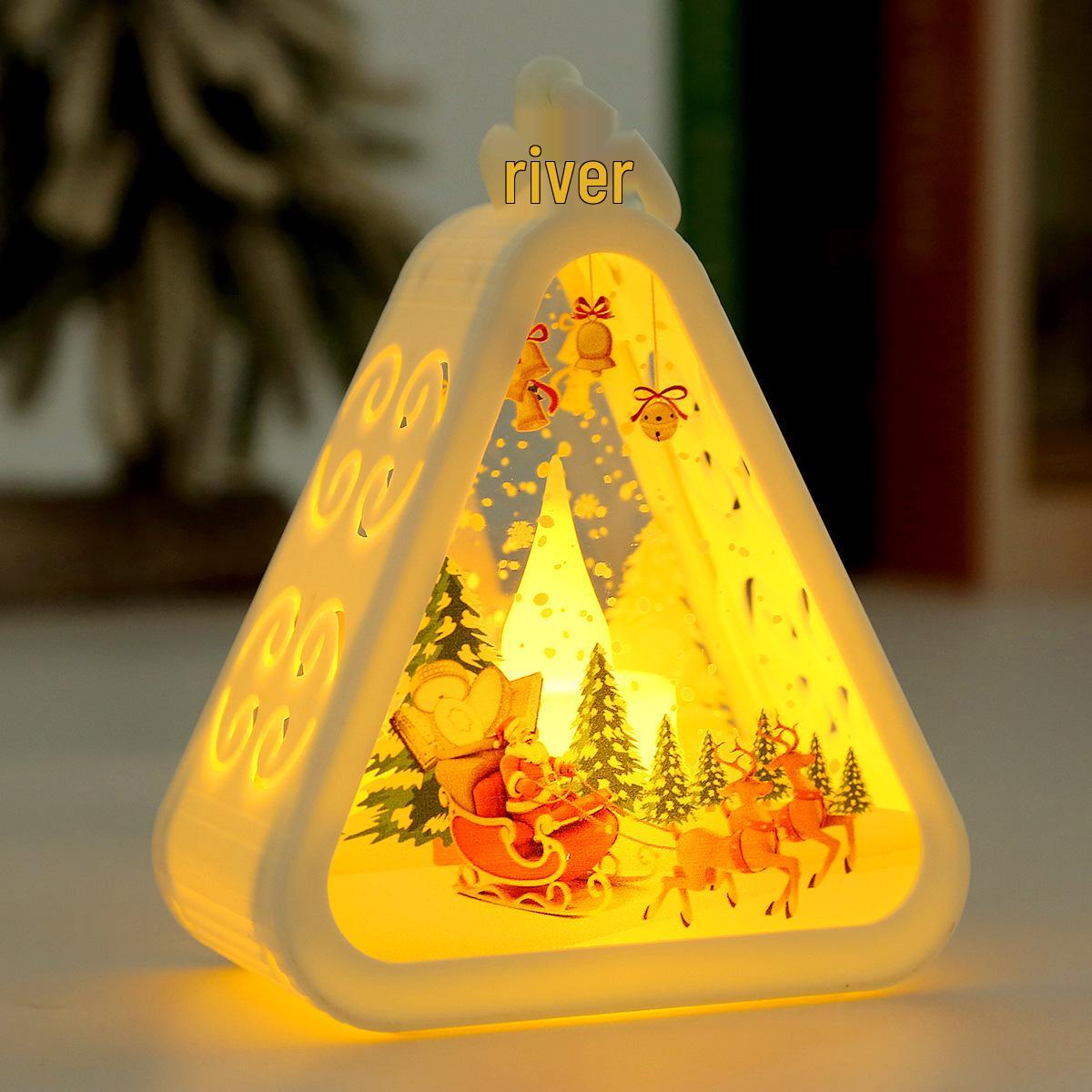 Vintage Christmas Lantern Night Light: Glowing Window and Desktop Ornament Props