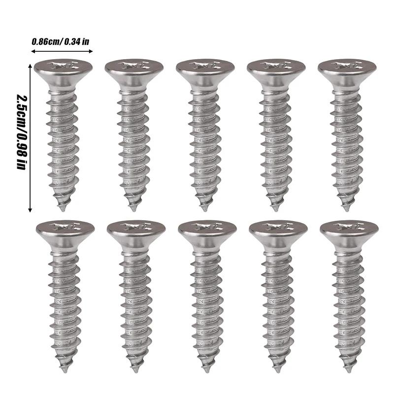 304 Stainless Steel Countersunk Head Screws Universal M2-M4 Phillips Screws Security Self Tapping Screws for Furniture Repairs