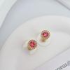 Color Zircon Round Stud Earrings Celebrity Light Luxury Fashion Temperament Stud Earrings Exquisite Small Versatile Commuter Earrings
