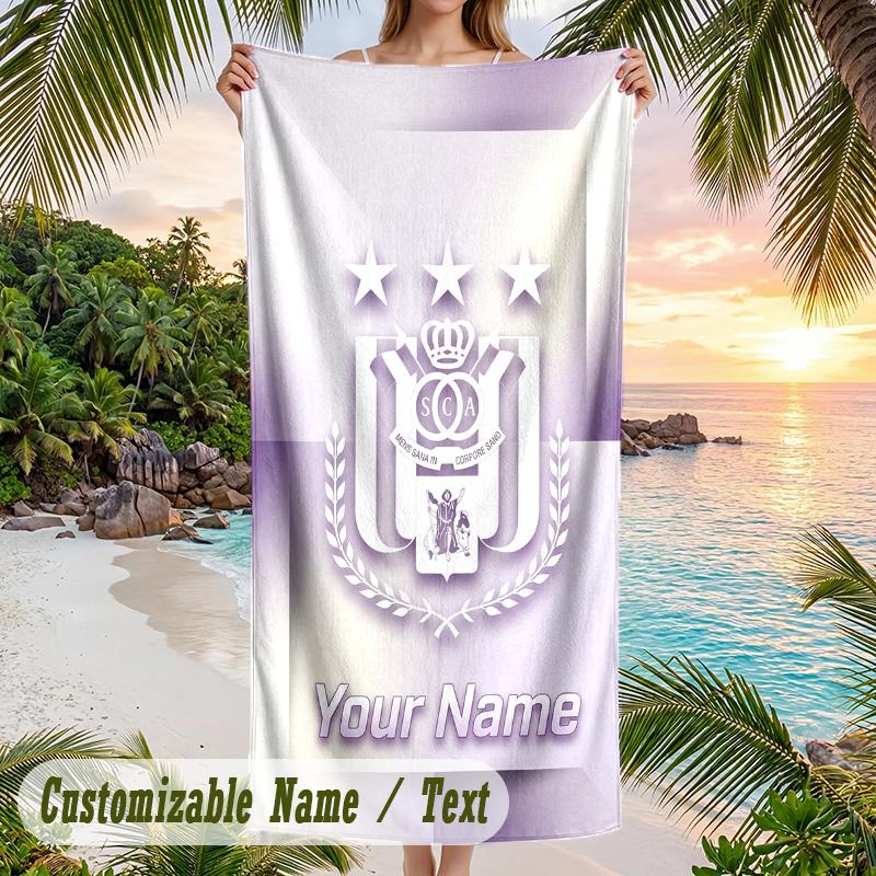 Beach Towel Anderlecht FC Print Custom Name Text Soft Towel for Swimming Pool