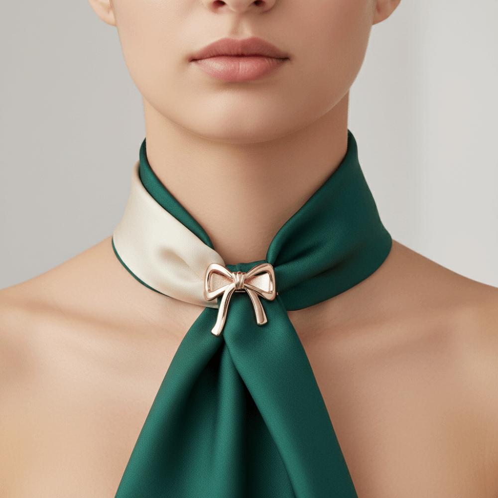 2pcs Alloy Bow Scarf Clip Golden Color Corner Knotting Buckle New Scarf Buckle Scarf Fixing