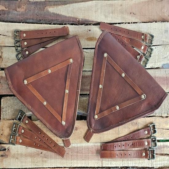 Кожаная мотоциклетная сумка Треугольные седельные сумки Велосипедная сумка лучше всего подходит для байкеров, Harley Davidson, Indian или Custom Bike