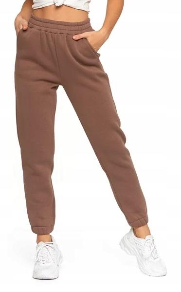 Women's Warm Joggers with Plain Pattern MORAJ L MOCCA