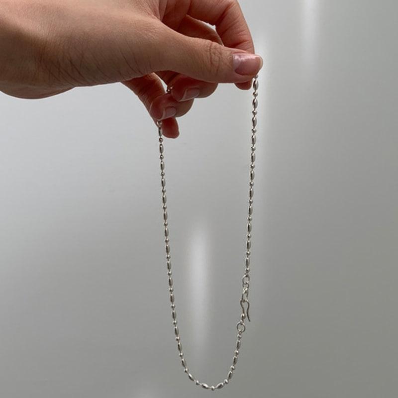 Melliv Silver Mixed Egg Ball Chain Fish Hook Necklace_mvn19