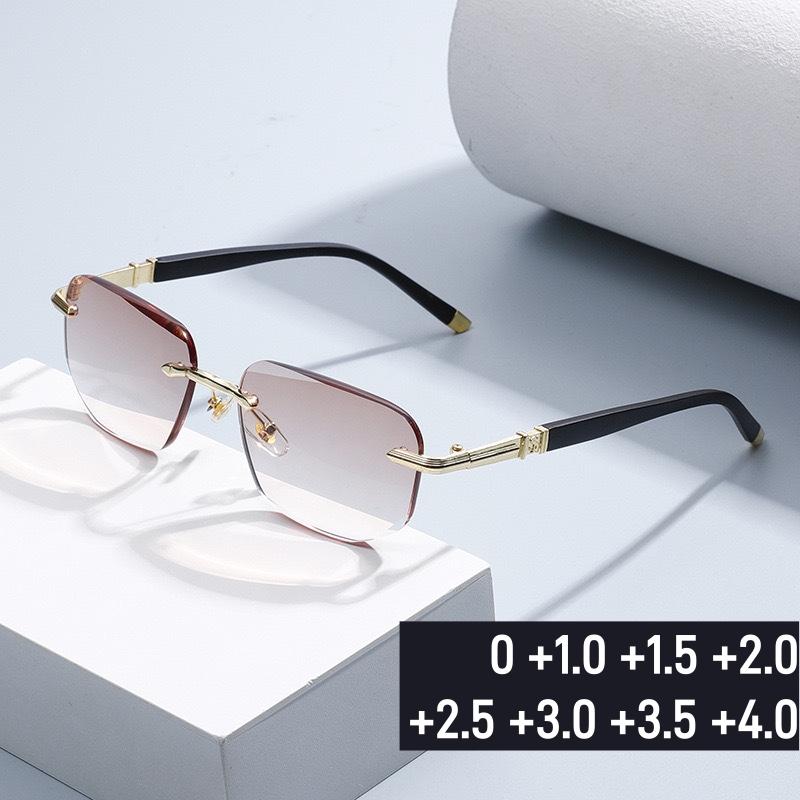Blue Light Blocking Eye Protection Presbyopia Glasses Frameless Diamond Trimmed Reading Glasses High-definition Eyeglasses