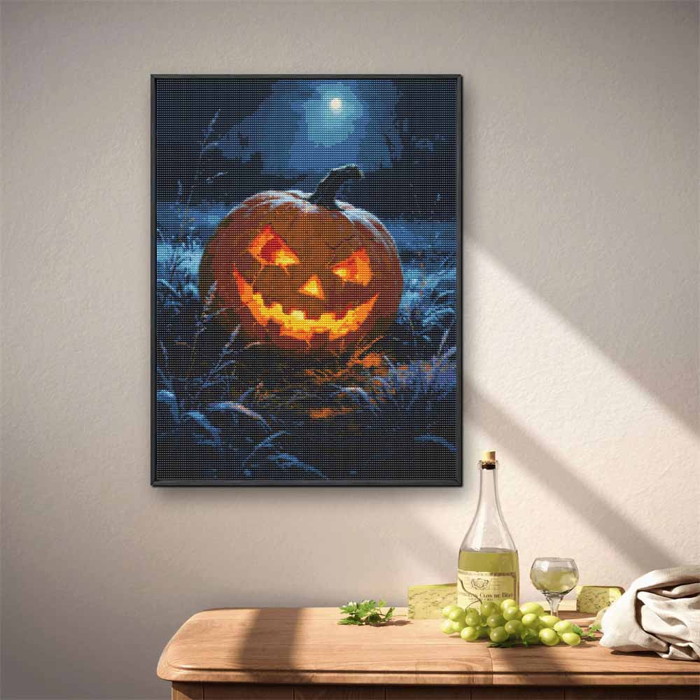 5D Diamond Art Painting Kit Spooky Halloween JackoLantern Full Drill Rhinestone Canvas Creative Craft for Home Decoration