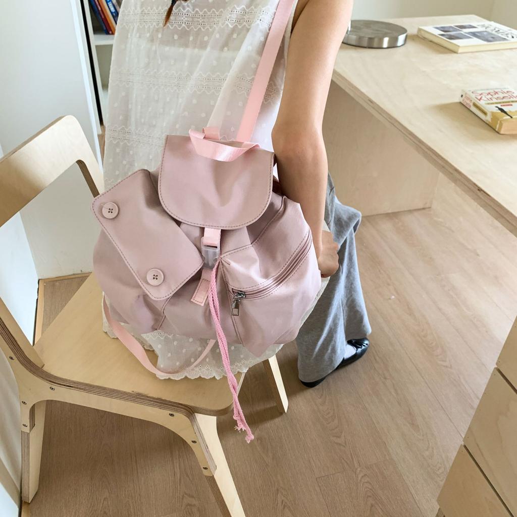 Live Supply Factory Direct Sales Leisure Simple Women Travel Nylon Cloth Solid Color Internet Celebrity Explosion Backpack