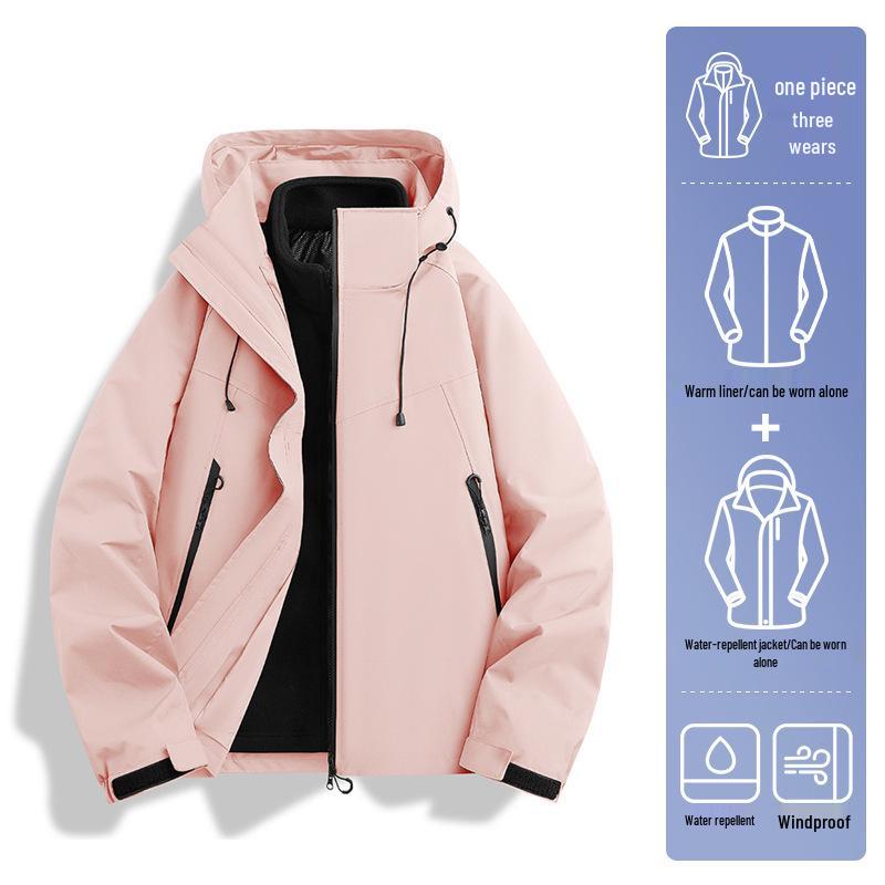 Woodpecker Women's 2025 3-in-1 Windproof Waterproof Jacket for Spring & Autumn Camping and Hiking
