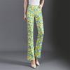 Summer Fashion Slimming Women's Stretchy Plaid Micro Flare Pants with Elastic Waist