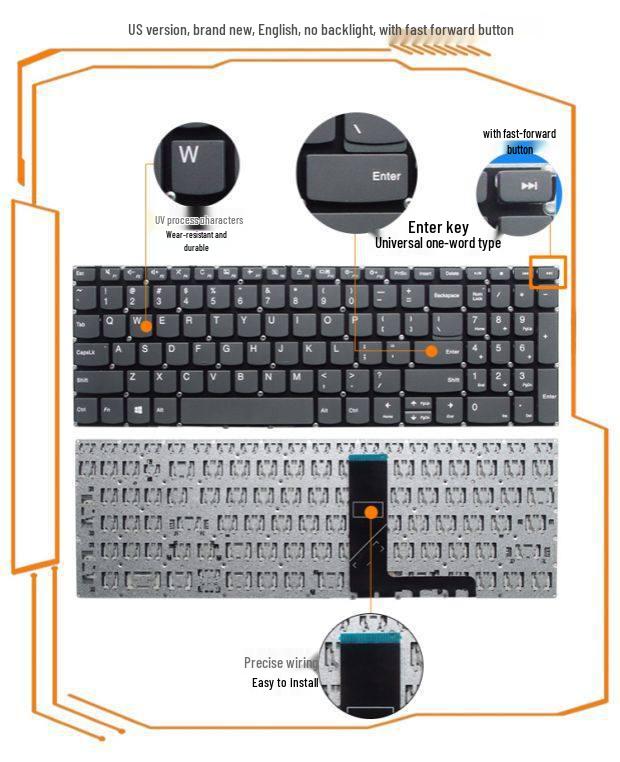 Compatible Keyboard for Lenovo 320-15IKB, 17IKB/ISK, 720S-15IBK, 320S-15IBR, 340C-15