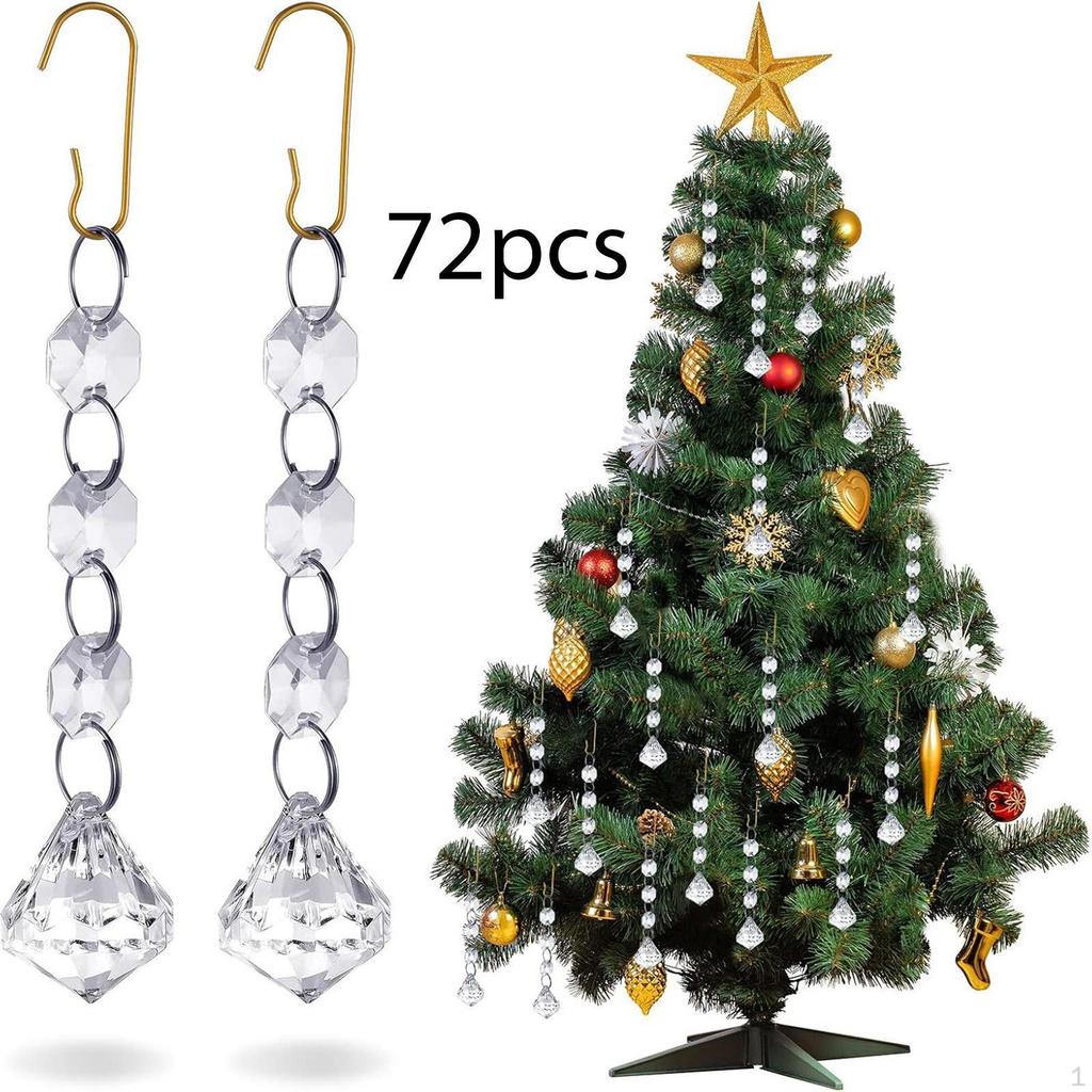 36 Pieces Christmas Ornaments Hanging Crystals Decorative Year Celebration Wreath Winter