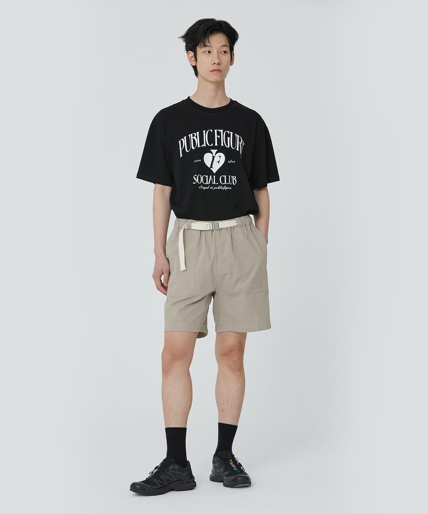 PUBLICFIGURE Cotton Herringbone Half Pants_Beige