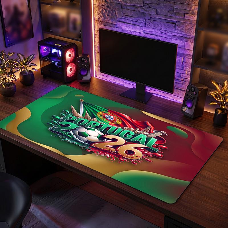 Portugal Football Crest Mouse Pad, Extended Non Slip Rubber Desk Mat for Gaming Office Laptop Fan Gift