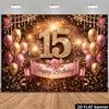 2D Sweet 15 Quinceanera Black Gold Birthday Wall Tapestry Background Cloth