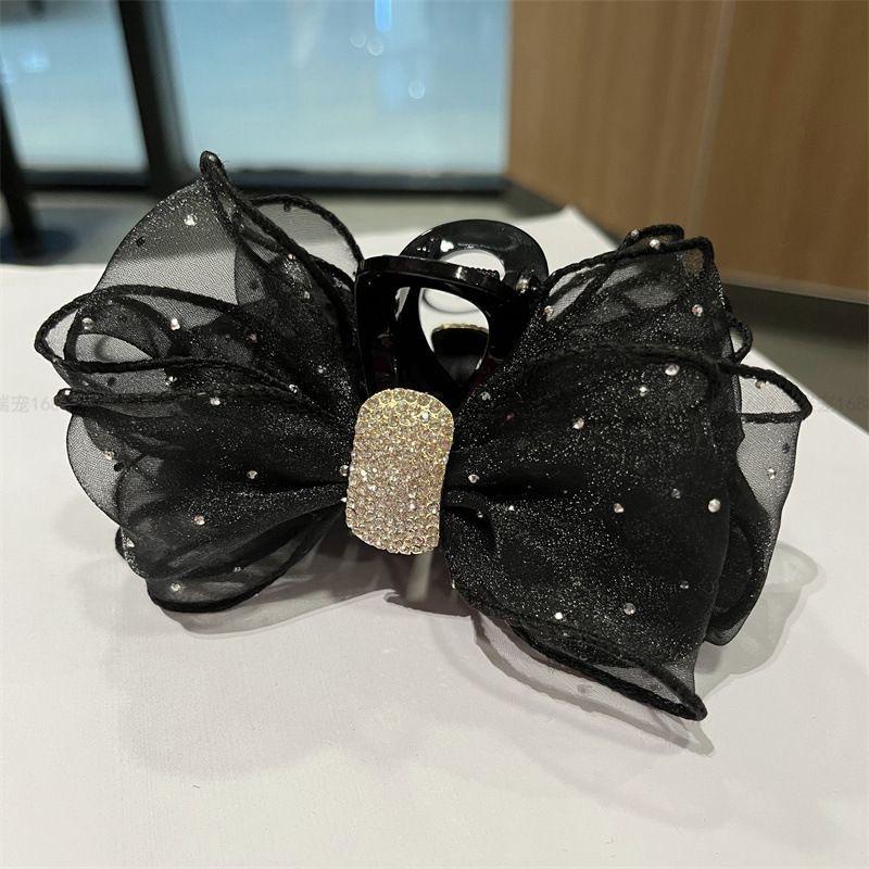 

1 шт. новая заколка-бант для волос, сетчатый зажим для волос с бриллиантовой отделкой, роскошная заколка для волос на затылок для женщин.