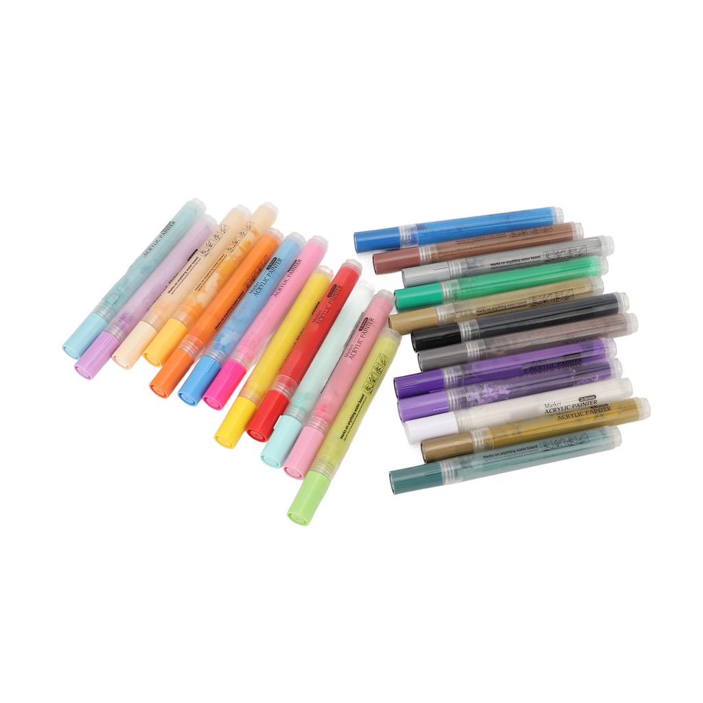 24Pcs Acrylic Paint Markers 3mm 24 Vivid Colors Safe Nontoxic Widely Used Acrylic Paint Pens for Glass Ceramic Wood