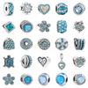 New Silver Plated Blue Diamond Alloy Large Hole Charm Beads For DIY Bracelet Necklace Jewelry Accessories Gifts
