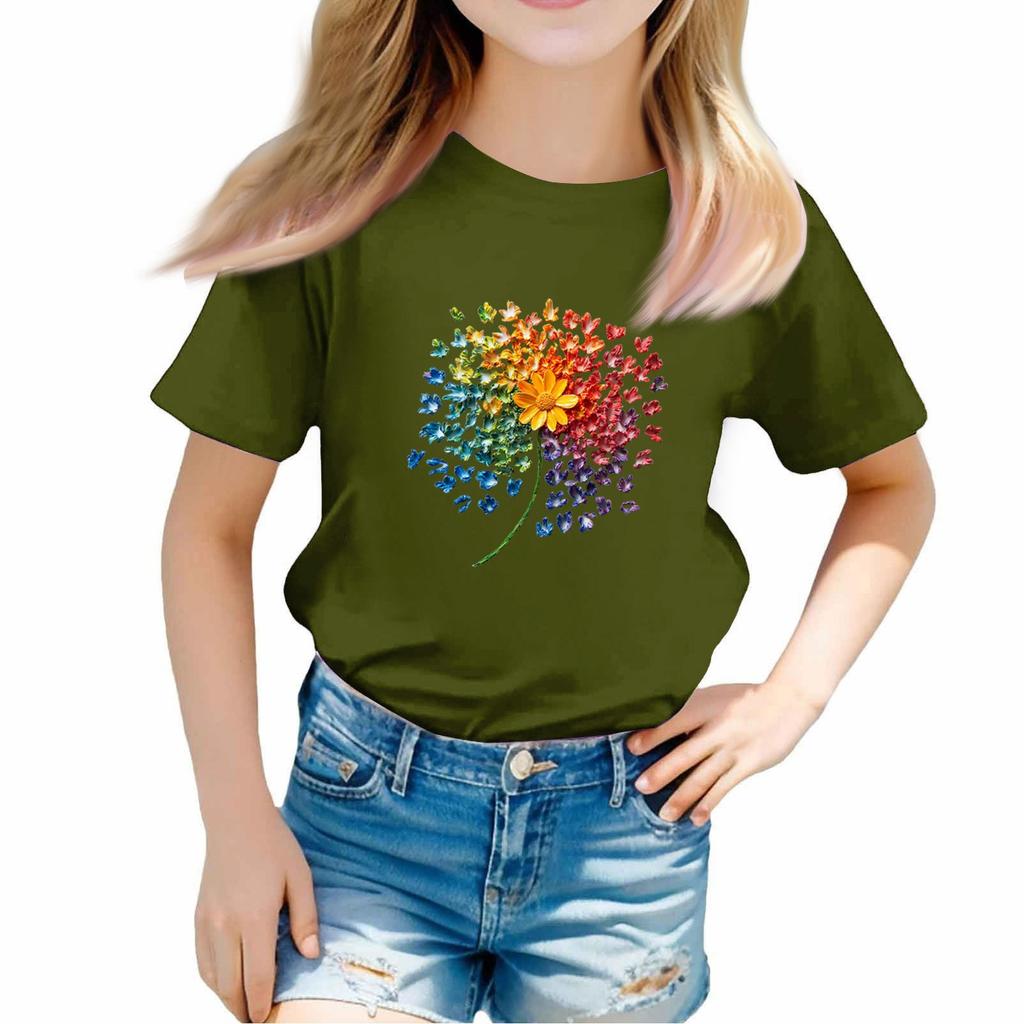 Camiseta infantil para meninos e meninas, camiseta de manga curta estampada para meninos e meninas