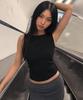 Lomaentinueo Boat Neck Slim Sleeveless Top (Black)