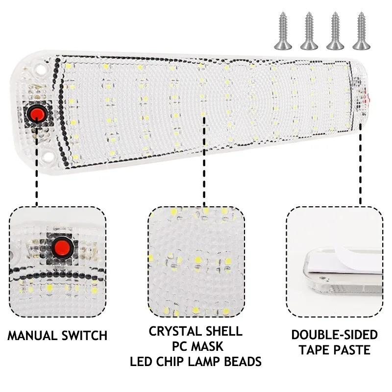 72LED Truck Cargo Light 12-80V Wide Voltage Waterproof Interior Lights Panel for RV Camper Van Cabin Super Bright Ceiling Lamp
