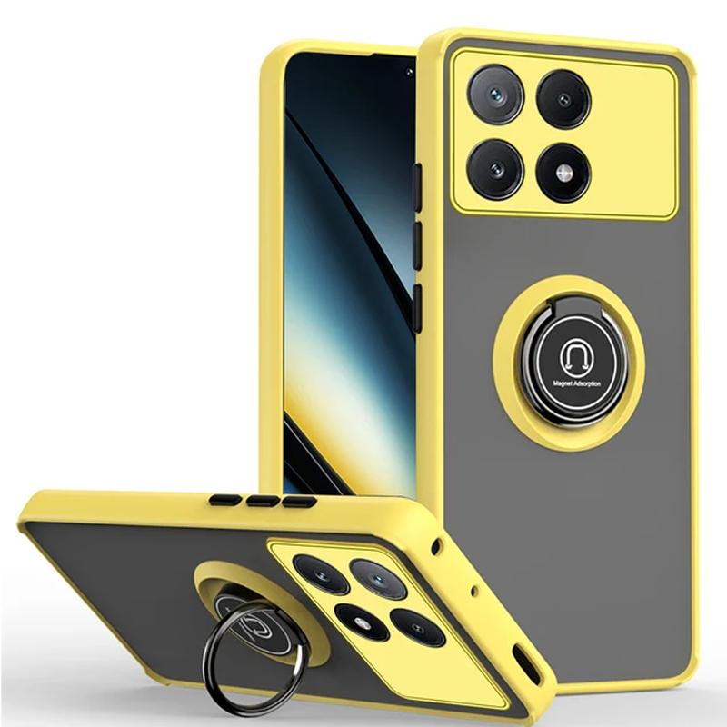 Translucent Shockproof Hard Case with Metal Stand for Poco X7 Pro X6 Pro C75