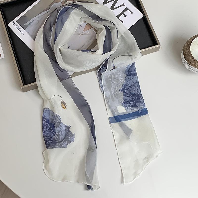 New silk scarf premium printing loose multi-purpose simple polka dot headband leopard print sweet cool streamer