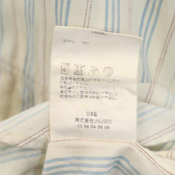 UNUSED made in Japan stripe Long sleeve Band collar shirt 1 Off-white Men's Used