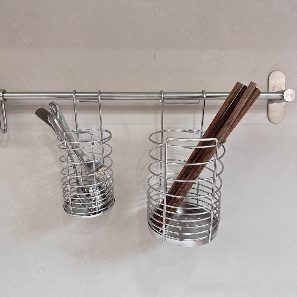 Rostfri Hängande Bestickhållare Rostfritt Stål Kök Avrinningsställ Ätpinnarbur Bord