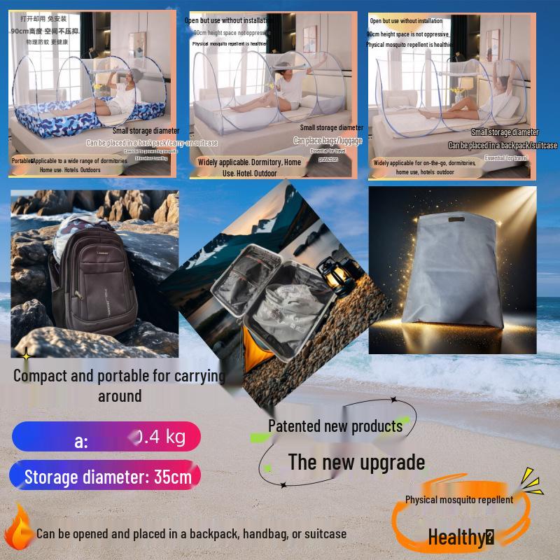 Portable Outdoor Mosquito Net Tent - No Installation, Mongolian Yurt Style, Insect Protection for Europe and America.