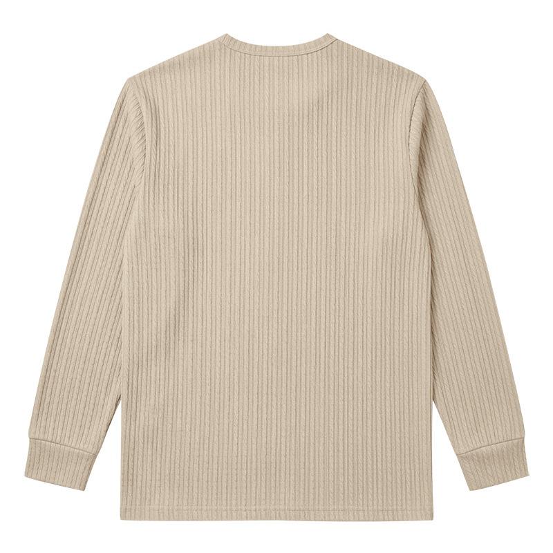 Herren Langarm Henley Shirt, Zopfmuster Gerippt Gestrickt Knopfleiste Lässig Rundhals Tägliches Herbst Winter Oberteil