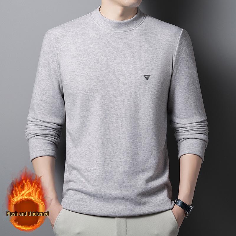 Men's High-Quality Anti-Pilling Hoodie - Autumn/Winter 2025, Plus Velvet, Thickened, Half-High Collar, Casual and Warm.