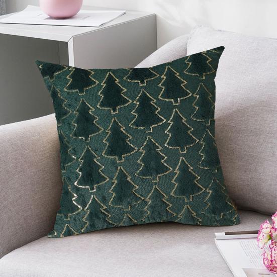 Throw Pillowcase Sequin Christmas Tree Pattern Hidden Zipper Closure Pillow Cover Bedroom