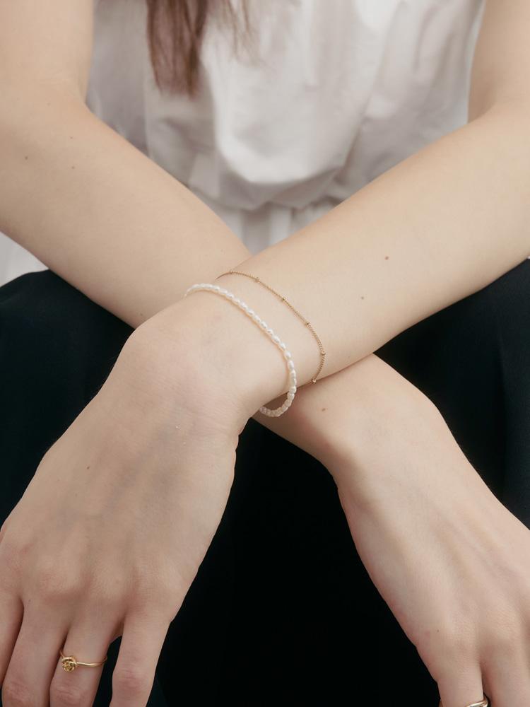 Sosoo Two Line Layered Natural Pearl Bracelet