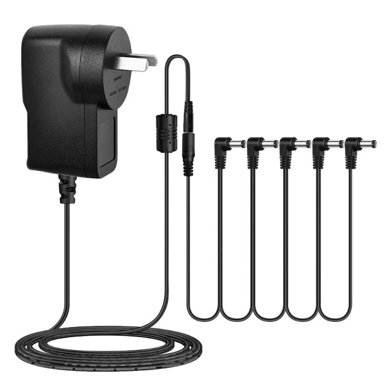 

DC9V Electric Guitar Pedal Power Supply Adapter with 5 Way Daisys Chain Cables Power Cord for Most Effect Pedals