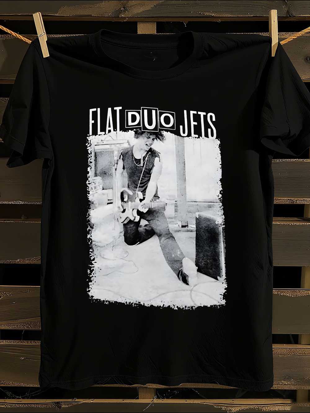 

FLAT DUO JETS Vintage Rock Band Graphic T-Shirt Mens Tshirt Womens Tshirts with Letters Print Short Sleeves T-Shirt Casual Street Tee Shirt Top XXXXL