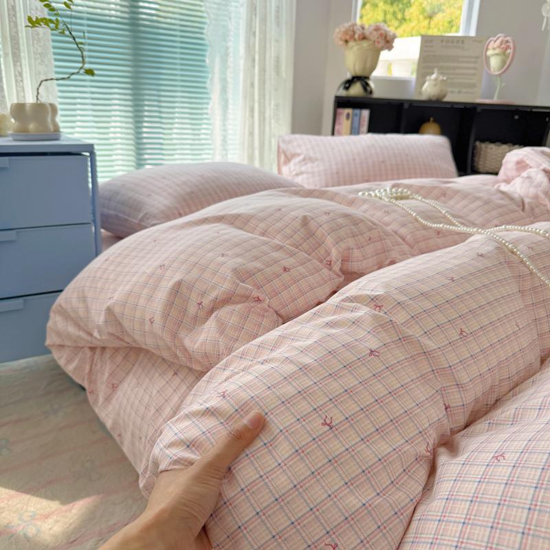 

INS Korean Style 2025 Floral Bedding Sets New Skin Friendly Soft Washed Cotton Printed Bed Sheet Sets 150x200cm 3pcs