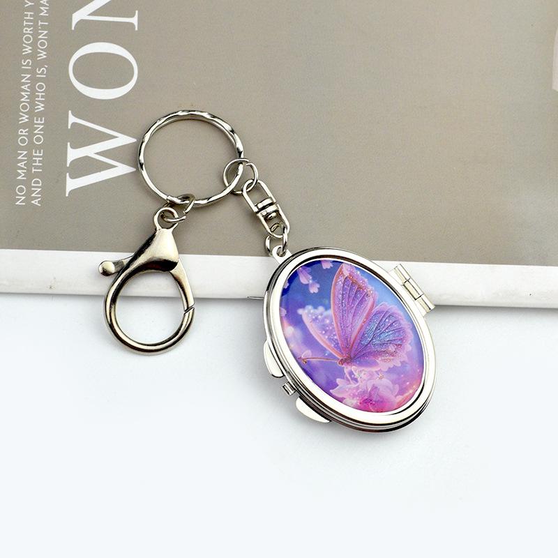 Mini Heart-Shaped Double-Sided Mirror Keychain - Portable Metal Pendant Gift