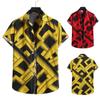 Summer Men's Diamond Casual Short-sleeved Shirt Hawaii Tidal  Yellow Shirt